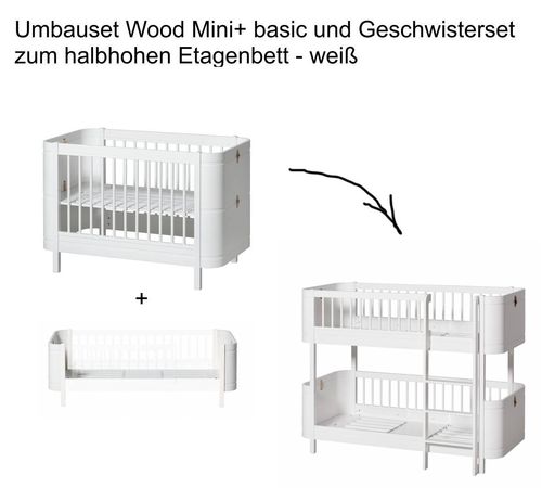 Wood Umbauset Mini+ basic und Geschwisterset  zum halbhohen Etagenbett - weiß