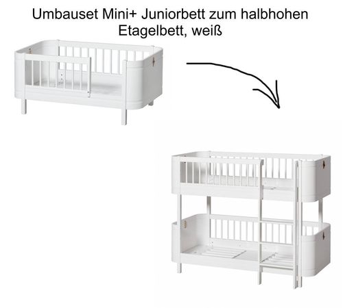 Wood Umbauset Mini+ Juniorbett zum halbhohen Etagenbett - weiß