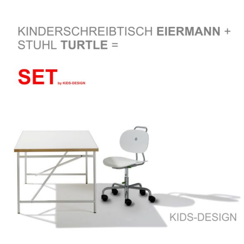 Set 1 - Schreibtisch Eiermann 120 x 70 cm + Stuhl Turtle weiß