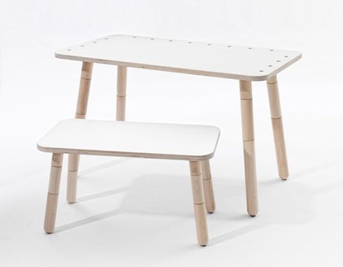 Tisch + Sitzbank "growing table" - weiß