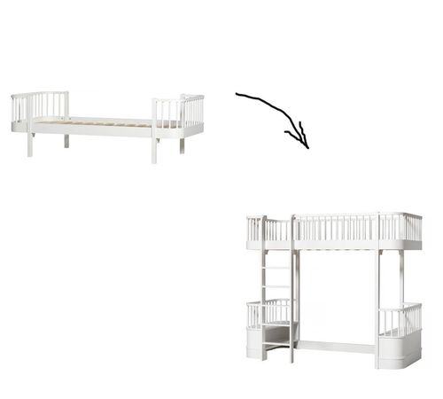 Wood Umbauset von Einzel-/Juniorbett zum Hochbett - weiß/Eiche
