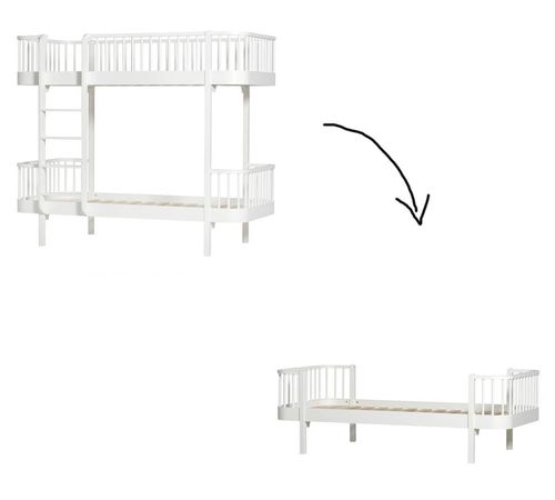 Wood Umbauset von Etagenbett Leiter/Längsseite - zum Einzelbett - weiß