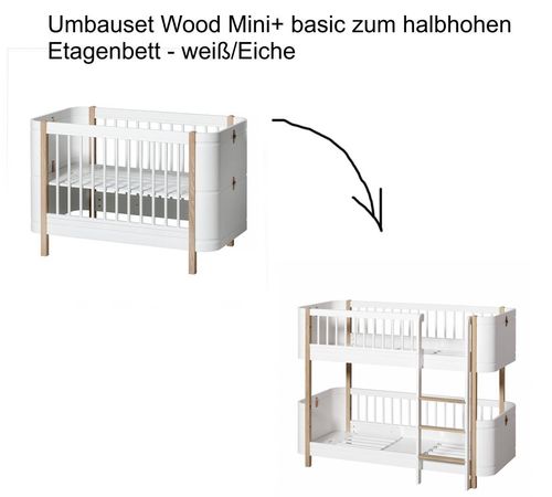 Wood Umbauset Mini+ basic zum halbhohen Etagenbett - weiß/Eiche