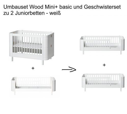 Wood Umbauset Mini+ basic und Geschwisterset  zu 2 Juniorbetten - weiß