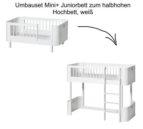 Wood Umbauset Mini+ Juniorbett zum halbhohen Hochbett - weiß