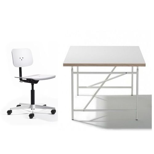 Schreibtisch Eiermann weiß 120x70 + Stuhl Square