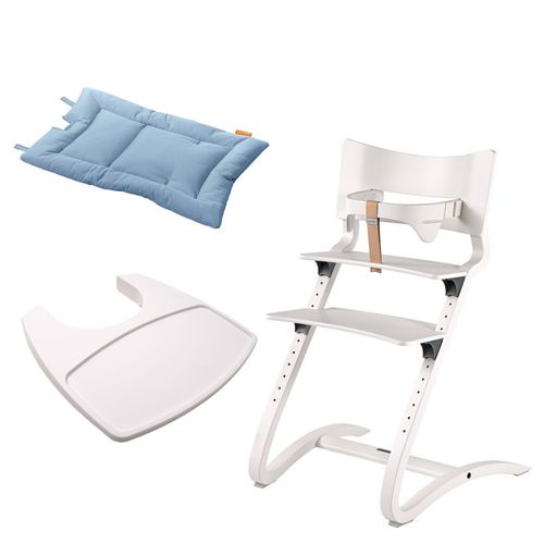 Stuhl white+Bügel+Tablett weiß+Kissen dusty blue
