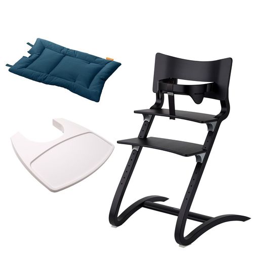 Stuhl schwarz+Bügel+Tablett weiß+Kissen dark blue