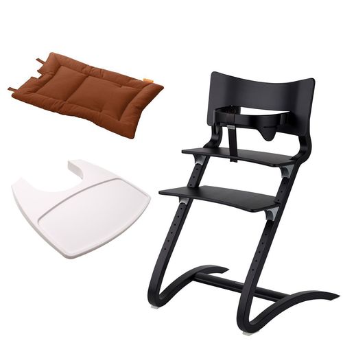 Stuhl schwarz+Bügel+Tablett weiß+Kissen ginger