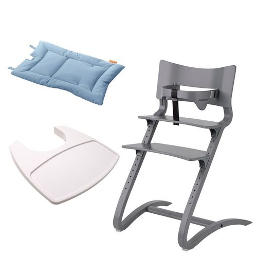 Stuhl grau+Bügel+Tablett weiß+Kissen dusty blue