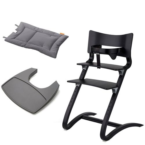 Stuhl schwarz+Bügel+Tablett grau+Kissen cool grey