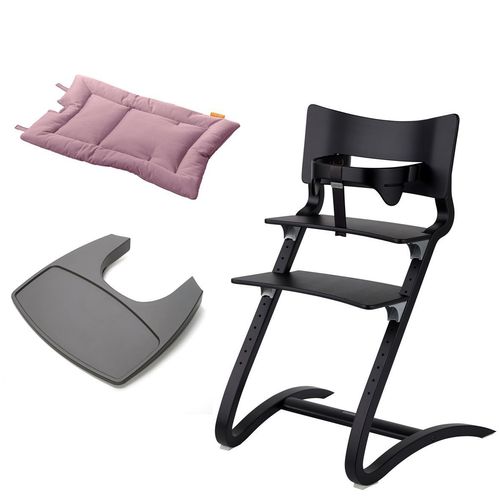 Stuhl schwarz+Bügel+Tablett grau+Kissen dusty rose
