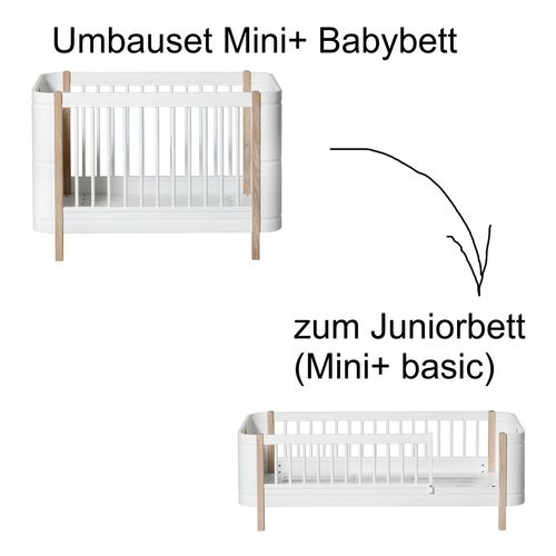Wood Umbauset Mini+ Babybett zum Juniorbett (Mini+ basic) weiß/Eiche